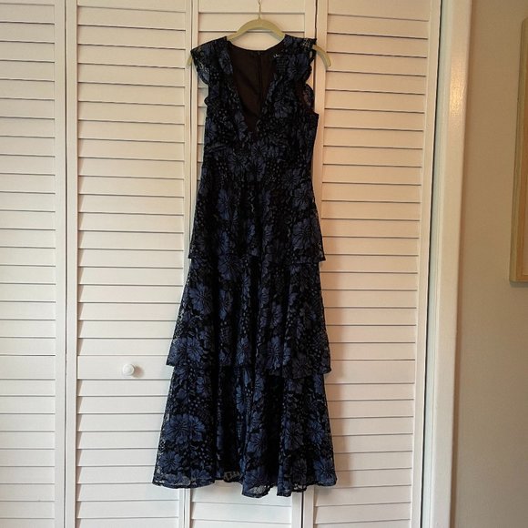 Lulu's Navy Blue Lace Ruffled Tiered Sleeveless Maxi Dress - Picture 2 of 8